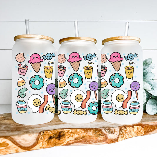 Foodie Doodles 16oz Glass Can