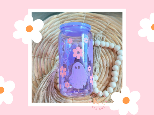 Cute Ghost 16oz Glass Can