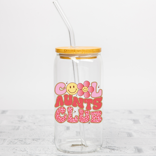 Cool Aunts Club 16oz Glass Can