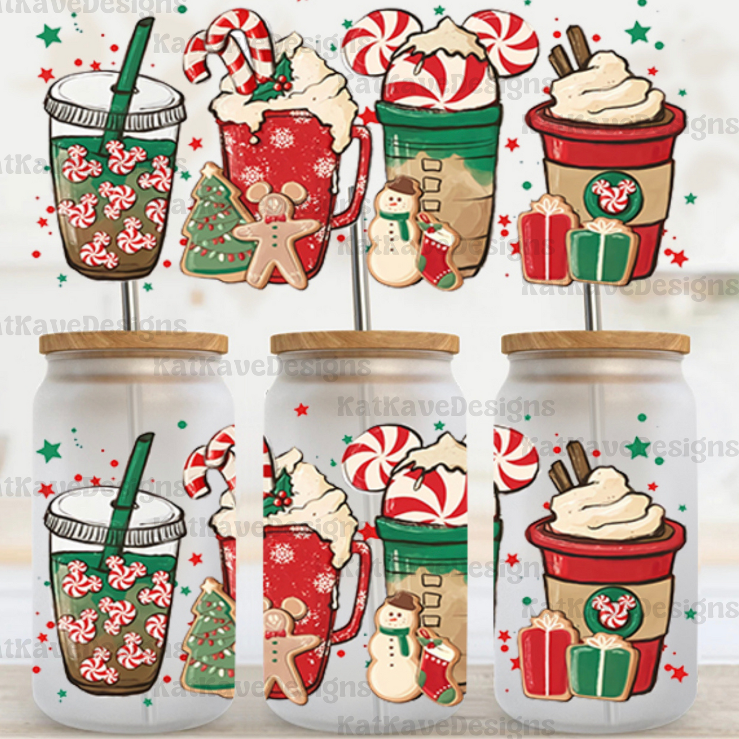 Red Peppermint Lattes 16oz Wrap