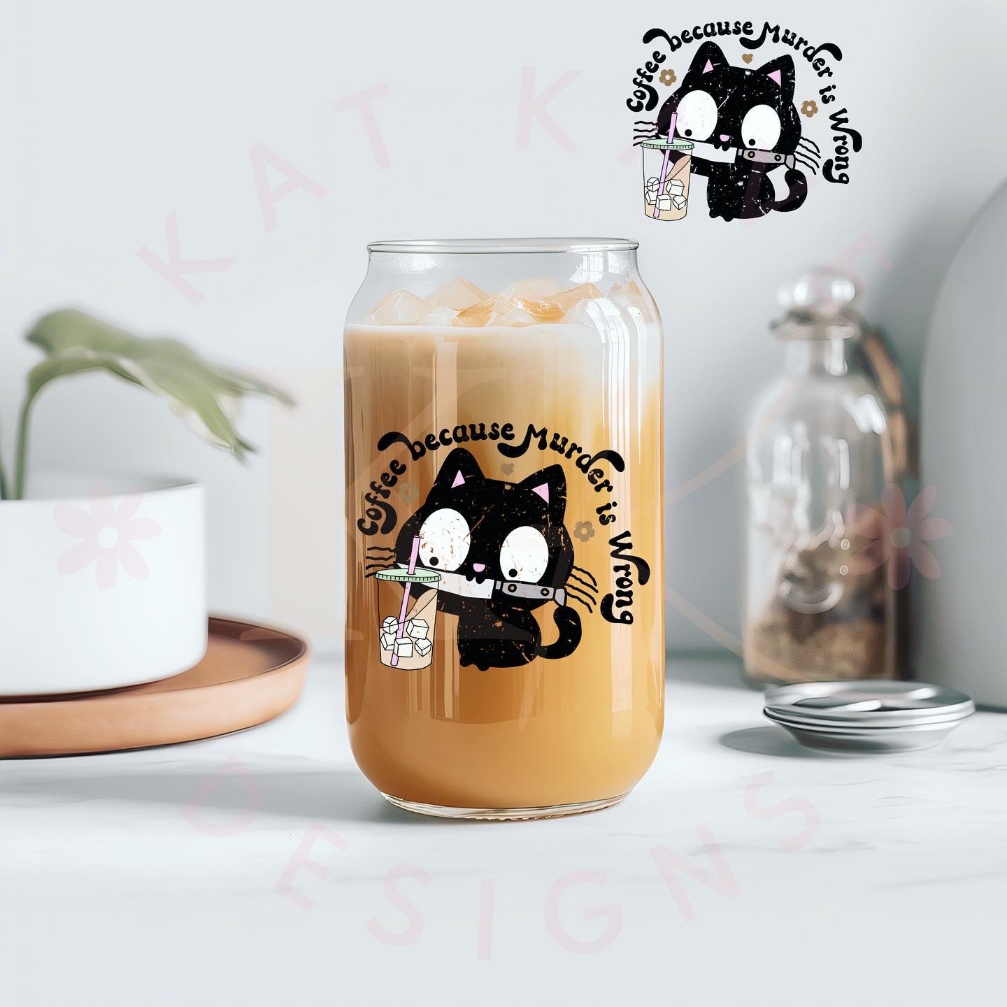 Sassy Iced Coffee Cat Decal