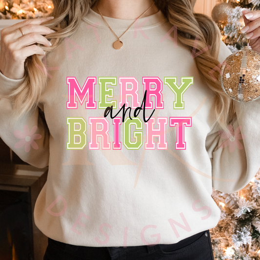 Colorful Merry & Bright Adult DTF Transfer