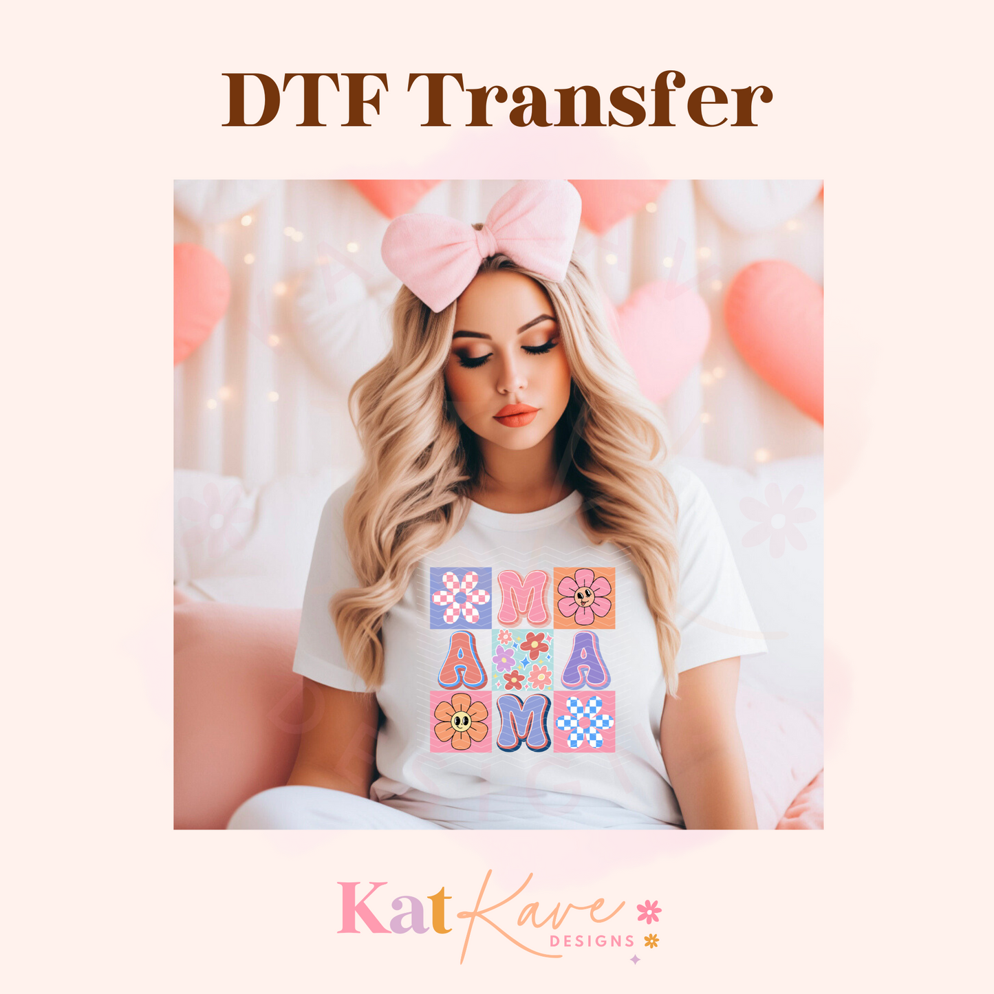 Mama Retro Squares DTF Transfer