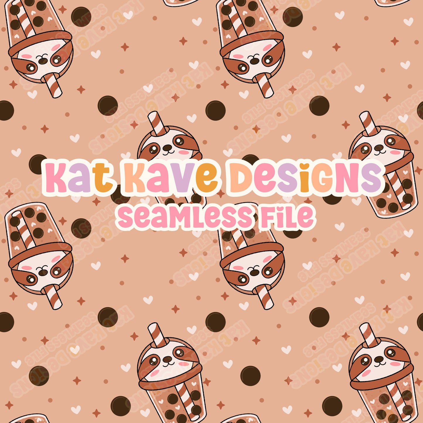 Kawaii Sloth Boba Seamless File