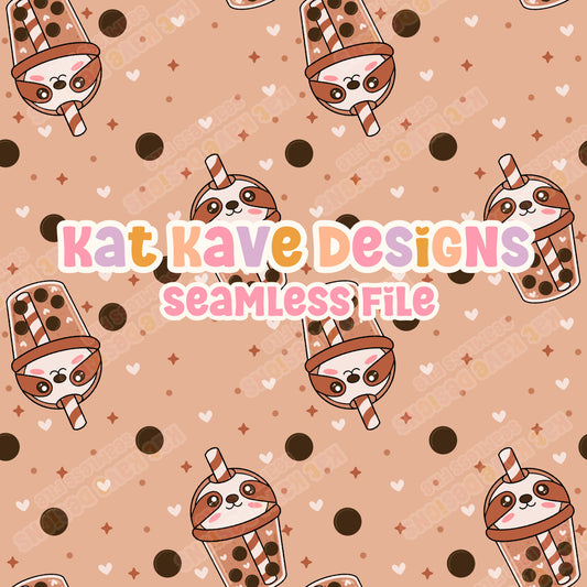 Kawaii Sloth Boba Seamless File