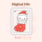 Kawaii Cat Santa Stamp Digital Download