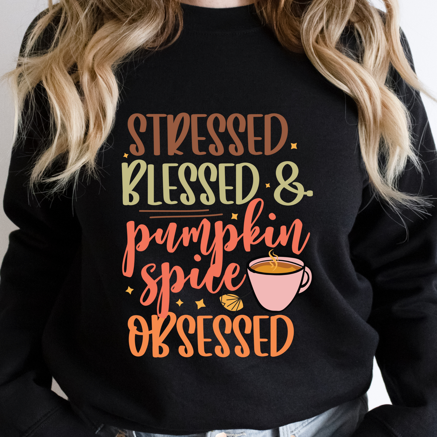 Stressed Blessed & Pumpkin Obsessed DTF Transfer