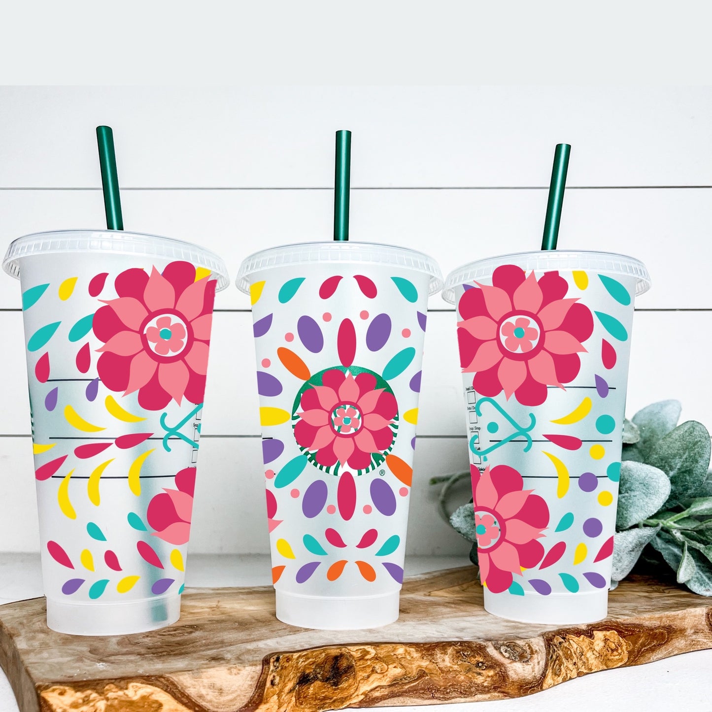 Mexican Flower 24oz Cold Cup Wrap NO HOLE