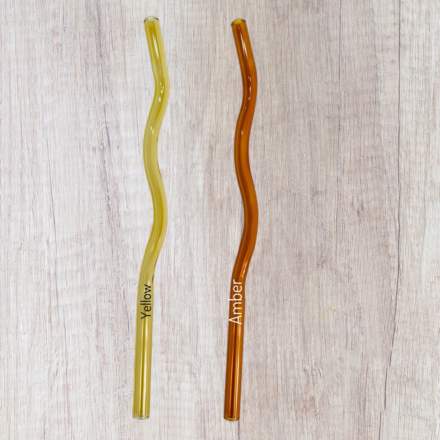 Wavy Reusable Glass Straws (Yellows)